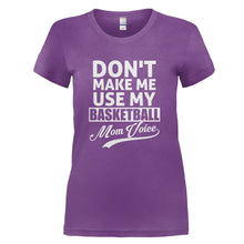 Load image into Gallery viewer, Don't Make Me Use My Basketball Mom Voice - T Shirt - DON_T_MAKE_ME_USE_MY_BASKETBALL_MOM_VOICE_-_Ladies_-_purple