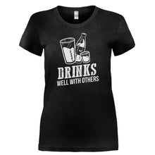 Load image into Gallery viewer, Drinks Well With Others - T Shirt - DRINKS_WELL_WITH_OTHERS-_Ladies_-_Black