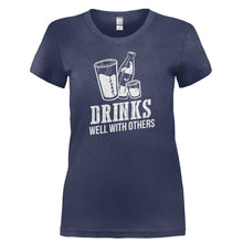 Load image into Gallery viewer, Drinks Well With Others - T Shirt - DRINKS_WELL_WITH_OTHERS-_Ladies_-_Navy