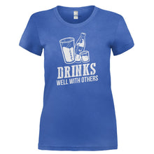 Load image into Gallery viewer, Drinks Well With Others - T Shirt - DRINKS_WELL_WITH_OTHERS-_Ladies_-_Royal