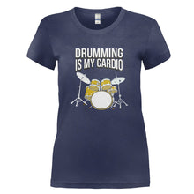 Load image into Gallery viewer, Drumming Is My Cardio - T Shirt - DRUMMING_IS_MY_CARDIO_-_Ladies_-_navyblue