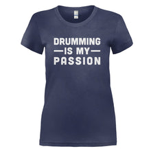 Load image into Gallery viewer, Drumming Is My Passion - T Shirt - DRUMMING_IS_MY_PASSION_-_Ladies_-_navyblue