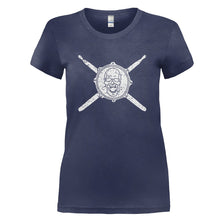 Load image into Gallery viewer, Drums and Crossbones - T Shirt - DRUMS_AND_CROSSBONES_-_Ladies_-_navyblue