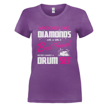 Load image into Gallery viewer, Drums Are A Girl's Best Friend - T Shirt - DRUMS_ARE_A_GIRL_S_BEST_FRIEND_-_Ladies_-_purple