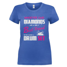 Load image into Gallery viewer, Drums Are A Girl's Best Friend - T Shirt - DRUMS_ARE_A_GIRL_S_BEST_FRIEND_-_Ladies_-_royalblue