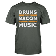 Load image into Gallery viewer, Drums Are The Bacon Of Music - T Shirt - DRUMS_ARE_THE_BACON_OF_MUSIC_-_Men_-_charcoal