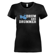 Load image into Gallery viewer, Drum and Drummer - T Shirt - DRUM_AND_DRUMMER_-_Ladies_-_black