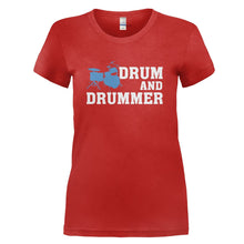 Load image into Gallery viewer, Drum and Drummer - T Shirt - DRUM_AND_DRUMMER_-_Ladies_-_red