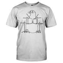 Load image into Gallery viewer, Drum Playing Otter - T Shirt - DRUM_PLAYING_OTTER_-_men_-_white