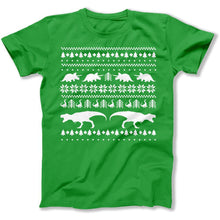 Load image into Gallery viewer, Dinosaur - Ugly Christmas Sweater - T Shirt - Dinosaur_-_Ugly_Christmas_Sweater_men_kelly
