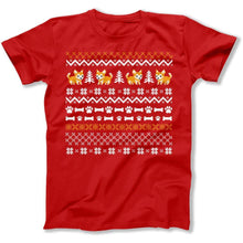 Load image into Gallery viewer, Dogs - Ugly Christmas Sweater - T Shirt - Dogs_-_Ugly_Christmas_Sweater_men_red