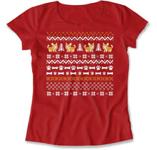 Load image into Gallery viewer, Dogs - Ugly Christmas Sweater - T Shirt - Dogs_-_Ugly_Christmas_Sweater_women_red