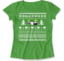 Load image into Gallery viewer, Drums - Ugly Christmas Sweater - T Shirt - Drums_-_Ugly_Christmas_Sweater_women_kelly