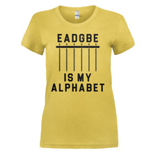 Load image into Gallery viewer, EADGBE is My Alphabet - T Shirt - EADGBE_is_my_Alphabet_-_ladies_-_yellow