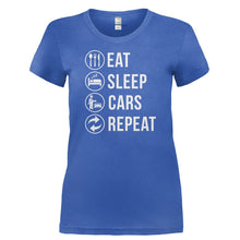 Load image into Gallery viewer, Eat. Sleep. Cars. Repeat. - T Shirt - EAT._SLEEP._CARS._REPEAT-_Ladies_-_Royal