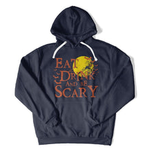 Load image into Gallery viewer, Eat Drink And Be Scary - T Shirt - EAT_DRINK_AND_BE_SCARY_-_hoodies_-_navy_blue