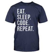 Load image into Gallery viewer, Eat. Sleep. Code. Repeat. - T Shirt - EAT_SLEEP_CODE_REPEAT_-_Men_-_navyblue