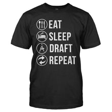 Load image into Gallery viewer, Eat. Sleep. Draft. Repeat. - T Shirt - EAT_SLEEP_DRAFT_REPEAT_-_Men_-_black