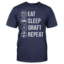 Load image into Gallery viewer, Eat. Sleep. Draft. Repeat. - T Shirt - EAT_SLEEP_DRAFT_REPEAT_-_Men_-_navyblue