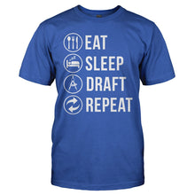 Load image into Gallery viewer, Eat. Sleep. Draft. Repeat. - T Shirt - EAT_SLEEP_DRAFT_REPEAT_-_Men_-_royalblue