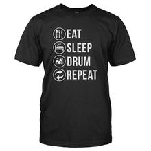 Load image into Gallery viewer, Eat. Sleep. Drum. Repeat - T Shirt - EAT_SLEEP_DRUM_REPEAT_-_Men_-_black