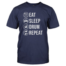 Load image into Gallery viewer, Eat. Sleep. Drum. Repeat - T Shirt - EAT_SLEEP_DRUM_REPEAT_-_Men_-_navyblue