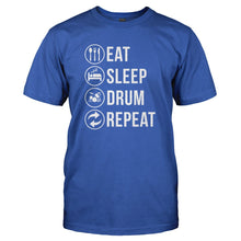 Load image into Gallery viewer, Eat. Sleep. Drum. Repeat - T Shirt - EAT_SLEEP_DRUM_REPEAT_-_Men_-_royalblue