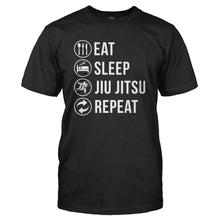 Load image into Gallery viewer, Eat. Sleep. Jiu Jitsu. Repeat. - T Shirt - EAT_SLEEP_JIU_JITSU_REPEAT_-_Men_-_black