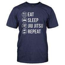 Load image into Gallery viewer, Eat. Sleep. Jiu Jitsu. Repeat. - T Shirt - EAT_SLEEP_JIU_JITSU_REPEAT_-_Men_-_navyblue
