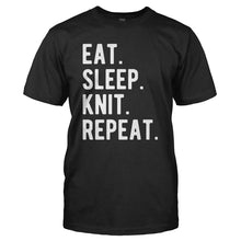 Load image into Gallery viewer, Eat. Sleep. Knit. Repeat. - T Shirt - EAT_SLEEP_KNIT_REPEAT_-_Men_-_black