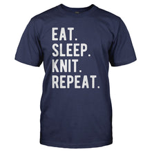 Load image into Gallery viewer, Eat. Sleep. Knit. Repeat. - T Shirt - EAT_SLEEP_KNIT_REPEAT_-_Men_-_navyblue