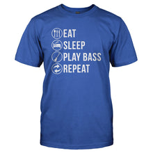 Load image into Gallery viewer, Eat. Sleep. Play Bass. Repeat - T Shirt - EAT_SLEEP_PLAY_BASS_REPEAT_-_Men_-_Royalblue