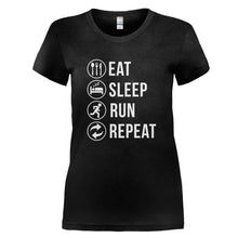 Load image into Gallery viewer, Eat. Sleep. Run. Repeat. - T Shirt - EAT_SLEEP_RUN_REPEAT_-_Ladies_-_black