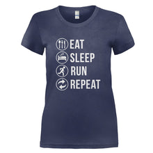 Load image into Gallery viewer, Eat. Sleep. Run. Repeat. - T Shirt - EAT_SLEEP_RUN_REPEAT_-_Ladies_-_navyblue