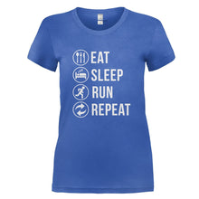 Load image into Gallery viewer, Eat. Sleep. Run. Repeat. - T Shirt - EAT_SLEEP_RUN_REPEAT_-_Ladies_-_royalblue