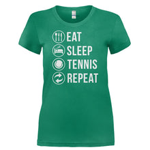 Load image into Gallery viewer, Eat Sleep Tennis Repeat - T Shirt - EAT_SLEEP_TENNIS_REPEAT-_Ladies_-_Kelly_Green