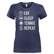 Load image into Gallery viewer, Eat Sleep Tennis Repeat - T Shirt - EAT_SLEEP_TENNIS_REPEAT-_Ladies_-_Navy