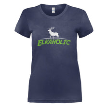 Load image into Gallery viewer, Elkaholic - T Shirt - ELKAHOLIC_-_Ladies_-_navyblue