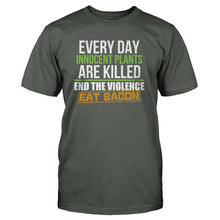 Load image into Gallery viewer, End Plant Violence. Eat Bacon - T Shirt - END_PLANT_VIOLENCE_EAT_BACON_-_Men_-_charcoal