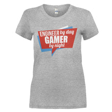Load image into Gallery viewer, Engineer By Day, Gamer By Night - T Shirt - ENGINEER_BY_DAY_GAMER_BY_NIGHT_-_Ladies_-_heathergrey