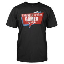 Load image into Gallery viewer, Engineer By Day, Gamer By Night - T Shirt - ENGINEER_BY_DAY_GAMER_BY_NIGHT_-_Men_-_black