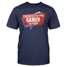 Load image into Gallery viewer, Engineer By Day, Gamer By Night - T Shirt - ENGINEER_BY_DAY_GAMER_BY_NIGHT_-_Men_-_navyblue