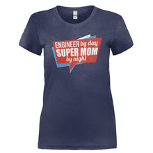 Load image into Gallery viewer, Engineer By Day, Super Mom By Night - T Shirt - ENGINEER_BY_DAY_SUPER_MOM_BY_NIGHT-_Ladies_-_Navy