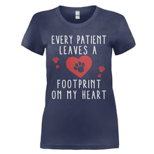 Load image into Gallery viewer, Every Patient Leaves a Footprint on my Heart - T Shirt - EVERY_PATIENT_LEAVES_A_FOOTPRINT_ON_MY_HEART_-_Ladies_-_navyblue