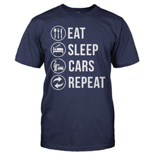 Load image into Gallery viewer, Eat. Sleep. Cars. Repeat. - T Shirt - Eat_Sleep_Cars_Repeat_men_navy