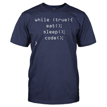 Load image into Gallery viewer, Eating, Sleeping and Coding - T Shirt - Eating_Sleeping_and_Coding_men_navy