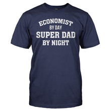 Load image into Gallery viewer, Economist by Day, Super Dad by Night - T Shirt - Economist_by_Day_Super_Dad_by_Night_men_navy