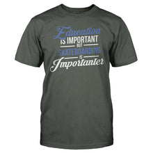 Load image into Gallery viewer, Education is Important, But Skateboarding is Importanter - T Shirt - Education_is_Important_But_Skateboarding_is_Importanter_charcoal