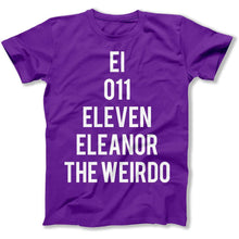 Load image into Gallery viewer, El, 011, Eleven, Eleanor, The Weirdo - T Shirt - El_men_purple