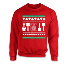 Load image into Gallery viewer, Electric Guitar - Ugly Christmas Sweater - T Shirt - Electric_Guitar_-_Ugly_Christmas_Sweater_crewneck_red